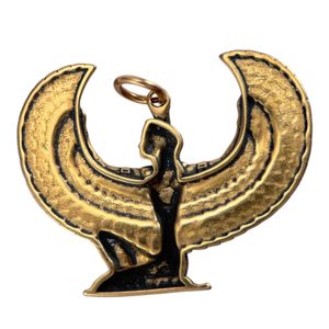 WINGED ISIS, Egyptian Goddess, bronze pendant