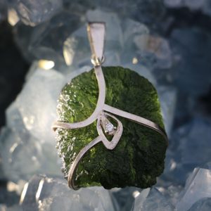 PERSEA - MOLDAVITE, silver pendant Ag 925