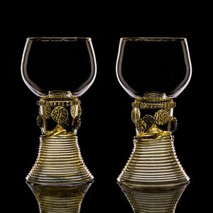 ROEMER, historical glass goblets, Set of 2