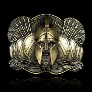 SPARTAN, warriors, belt buckle, brass
