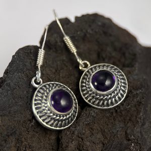 POMPEII, silver antique earrings, amethyst, Ag 925/1000