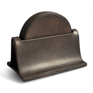 Leather coasters and holder