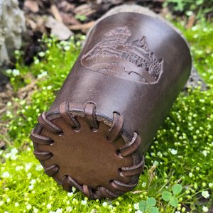 Leather cup for dice brown