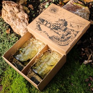 WHISKEY Green Glass, Gift Set 2 glasses + 6 cubes