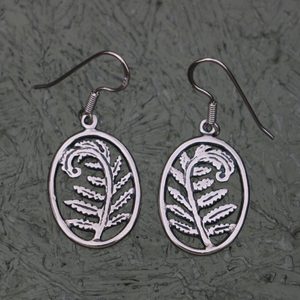 Fougère, boucles d'oreilles en argent