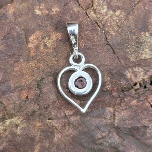 Heart, silver pendant, amber, Ag 925