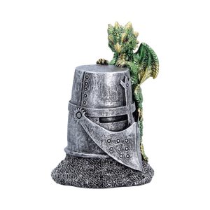 Figurine représentant un casque médiéval et un dragon, 12 cm