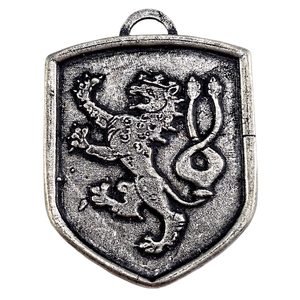 CZECH LION, medieval coat of arms in shield, zinc