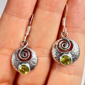 BELTINE, silver earrings, peridot, Ag 925/1000