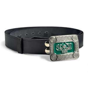 LEATHER BELT with buckle change system, black