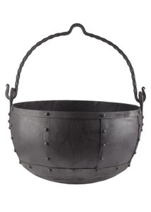 Large riveted steel kettle, approx. 21 litres
