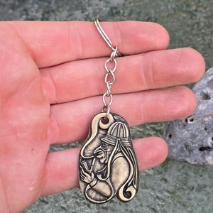 Water Goblin, keychain, zinc, antique brass