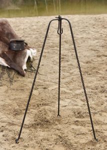 Trépied pour bouilloire de camping, pliable, forgé