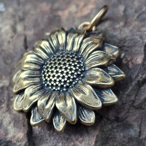 Sunflower, pendant, bronze