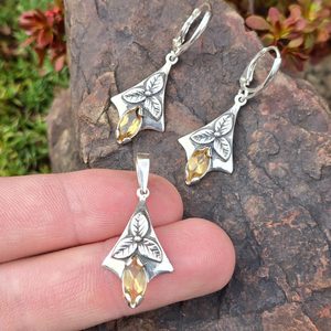 SHAMROCK, pendant, silver 925 and citrine