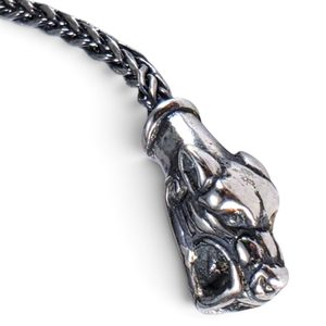Silberne Halskette, die Wölfe Freki und Geri, Ag 925/1000