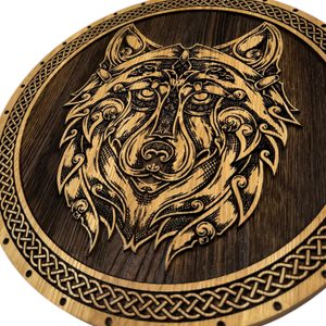 Fenrir Wolf, wooden wall picture 32cm