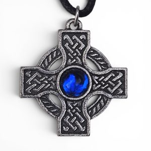 Pendant Celtic cross, blue