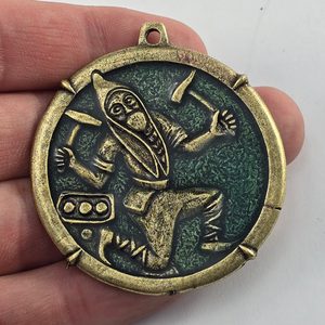 Medieval miner – Kuttenberg, pendant, antique brass, enamel