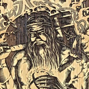 Svarog, Dieu slave, décoration murale, bois 30x40cm