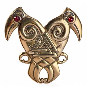 HEART OF THE NORTH, Hugin and Munin, bronze viking pendant