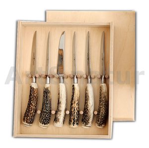 STEAK KNIVES SET OF 6 PIECES, ANTLER - KITCHEN KNIVES{% if kategorie.adresa_nazvy[0] != zbozi.kategorie.nazev %} - WEAPONS - SWORDS, AXES, KNIVES{% endif %}