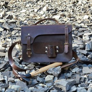 Leather Rock & Fossil Collector Bag for Paleontology