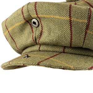 Wool Blend Baker Boy Hat Tweed Green