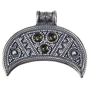 LUNICE - Moldavit, mittelalterlicher Schmuck, Silber 925/1000