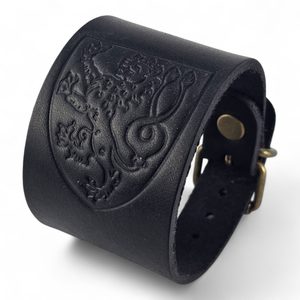 BOHEMIA, leather bracelet with Czech lion, black