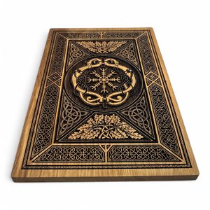 Aegishjalmur - rune islandaise, décoration murale, bois 32x46cm