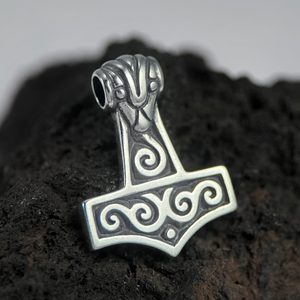 THOR'S HAMMER WITH SPIRALS, silver pendant