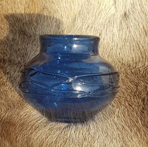 INKWELL, blue historical glass