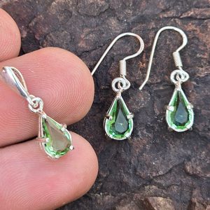 HIBERNIA, silver jewelry set, glass, Ag 925