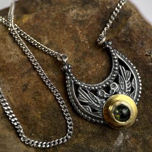 Byzantia - silver necklace with Moldavite, Ag 925/1000