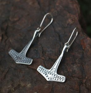 THOR'S HAMMER, silver earrings