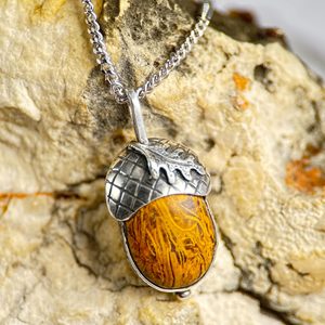 Gland, jaspe serpent, pendentif en argent, Ag 925/1000