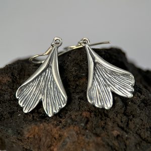 GINKGO, earrings, silver