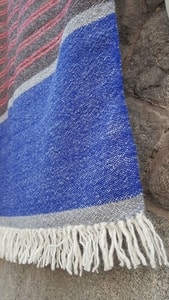 WOOLLEN CLOAK STRIPED with FRINGE, handmade