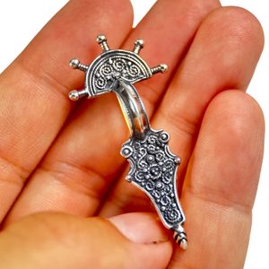 Early Medieval FIBULA, sterling silver brooch
