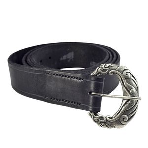 Viking leather belt Wolf Borre, black