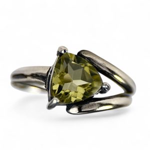 PRSTEN CITRÍN, triliantový brus, stříbro 925
