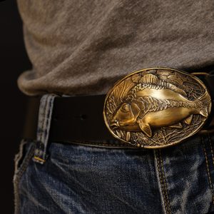 Carp, belt buckle, brass