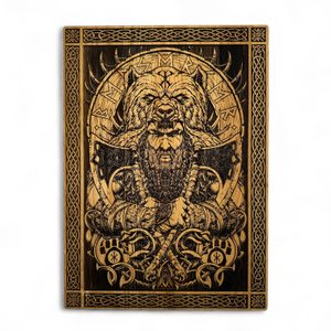 Berserker-Wikinger, Wanddekoration, Holz 32x46cm