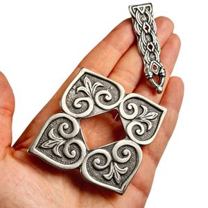 Viking fittings for leather satchel, Borre style, antique silver