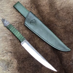 CARPE, couteau de pêche et étui en cuir