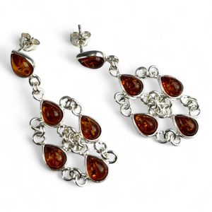 ELIZABETH, boucles d'oreilles en argent, ambre, Ag 925/1000