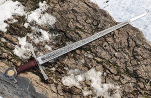 FLORAL ONE-HANDED SWORD etched FULL TANG, sharp