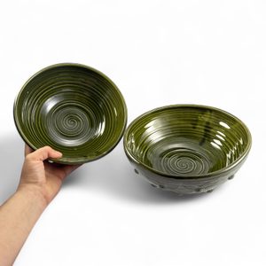 Ceramic fruit bowl green - medieval decor