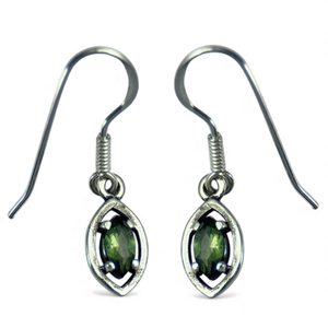 Moldavite, Boucles d'oreilles en argent Ag 925/1000